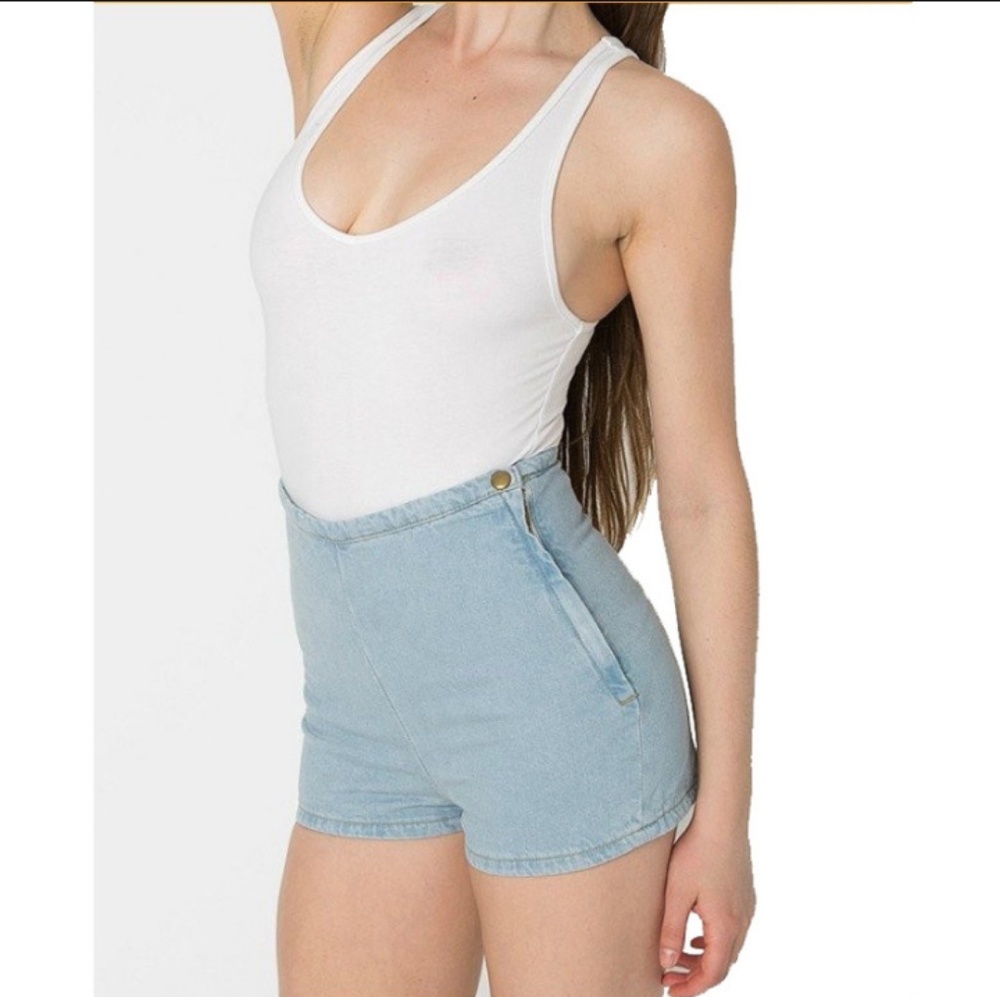 AA light wash shorts